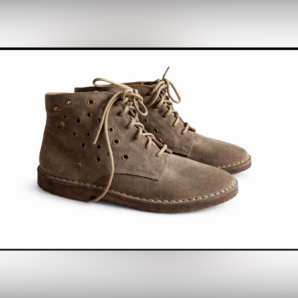 J Crew Desert Boot Womens 8.5 Brown Suede Lace Up Crepe Sole Made In Italy